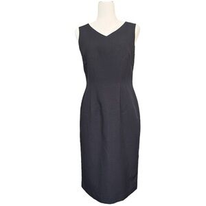 9&Co Career Sheath Dark Navy Fully Lined Back Slit Midi‎ Dress Woman’s Size 4